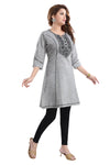 Gray South Cotton Tunic With Embroidery NK65-2
