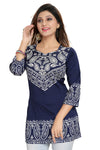 Printed Faux Crepe Ladies Short Kurti Tunic MI511B-2